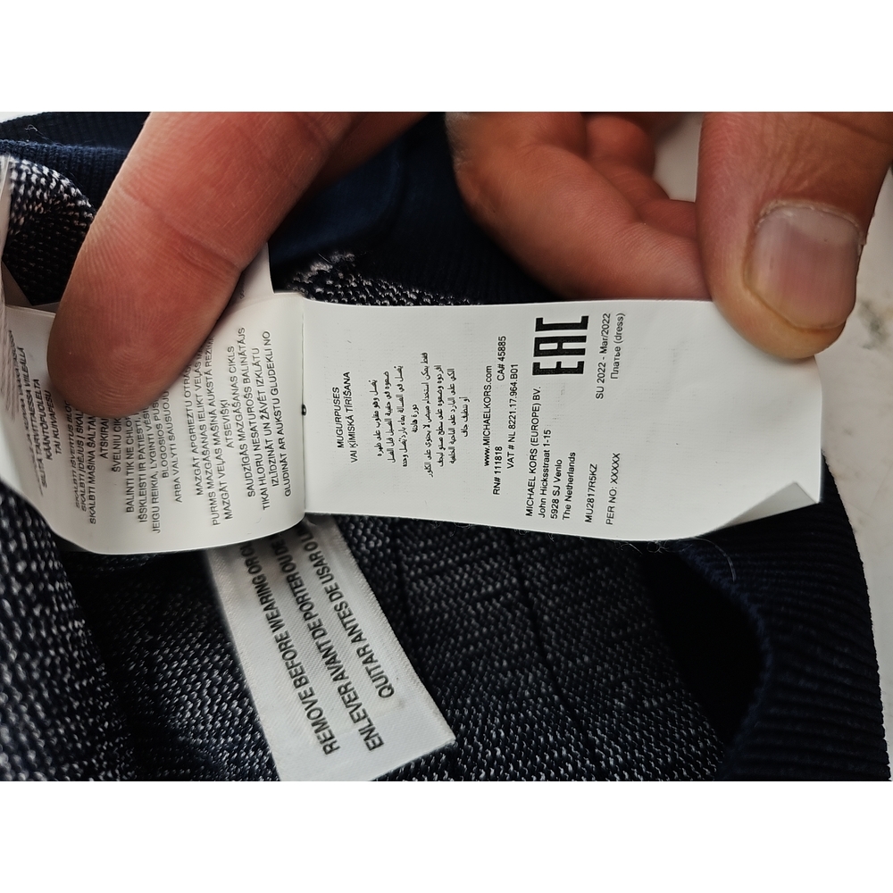 Michael Kors Navy Monogram Knit Hooded Mini Dress - Picture 3 of 5